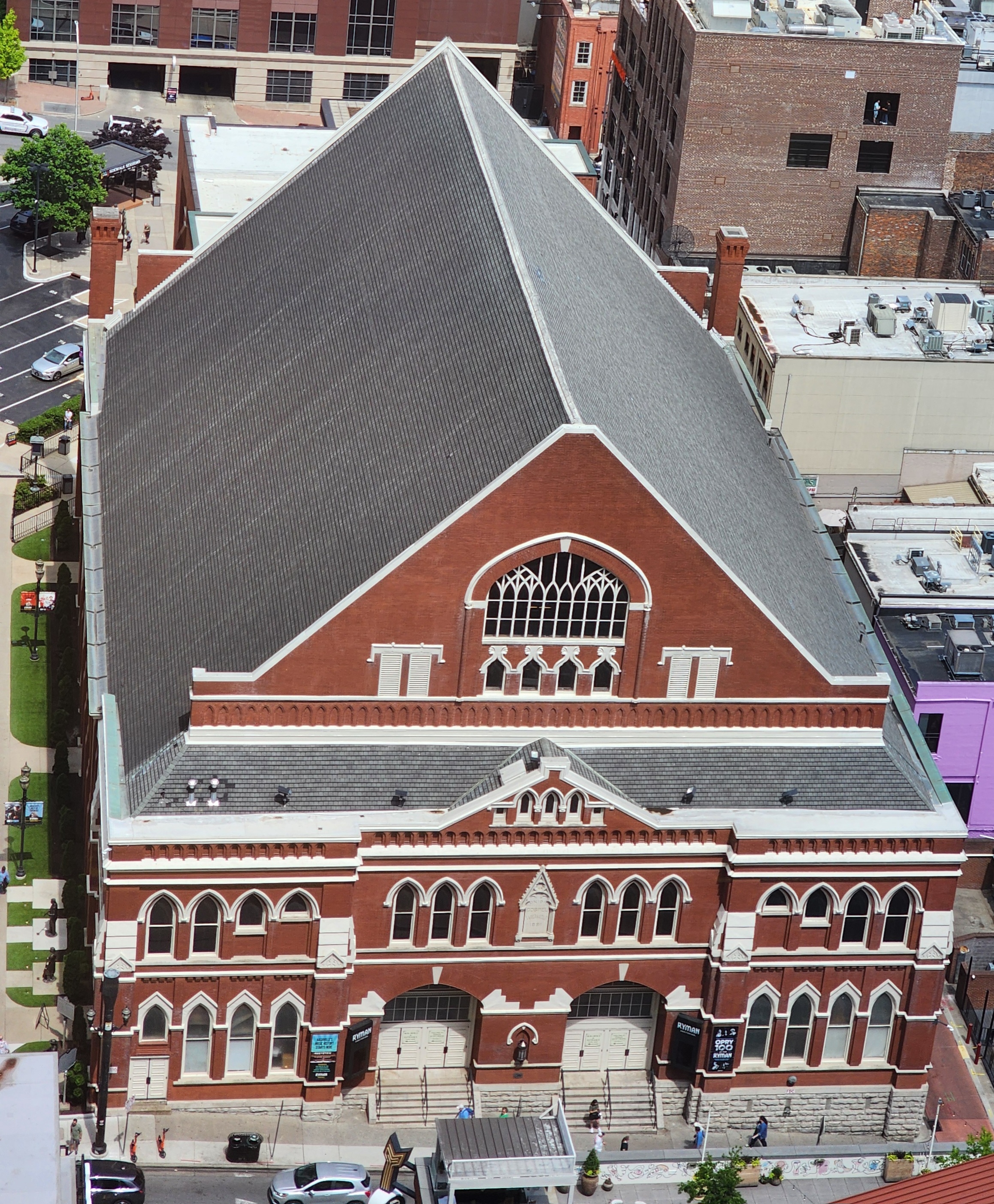 The Ryman Auditorium near Broadway in downtown Nashville.
